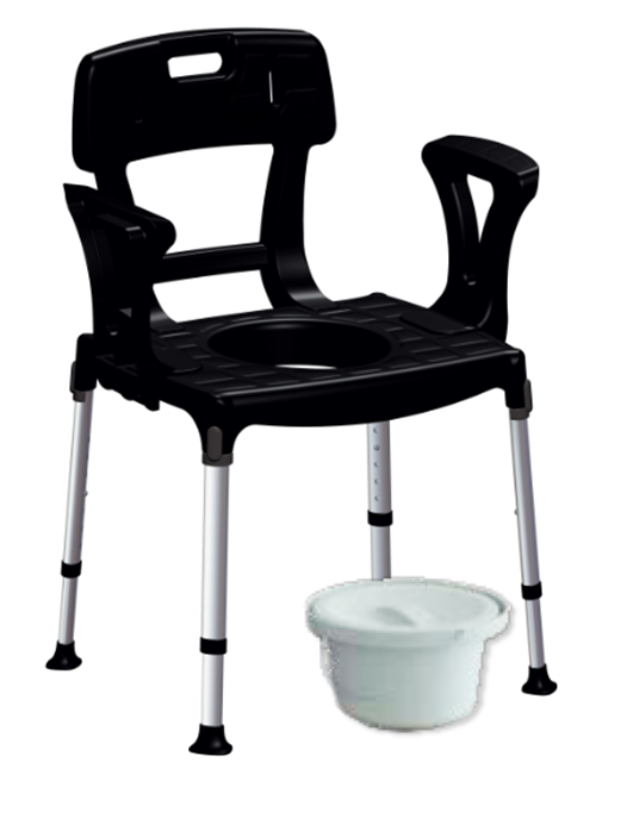 King Commode with Backrest, Armrest & Bucket