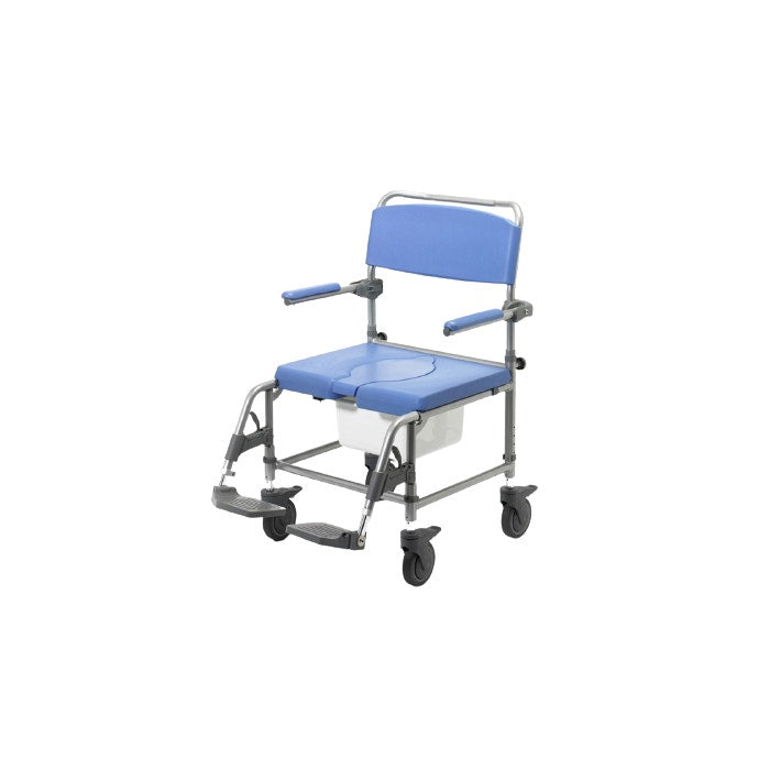 Homecraft Atlantic Wave Deluxe Shower Commode, Extra Wide, 22 inch Attendant Propelled, Adjustable Height, Blue