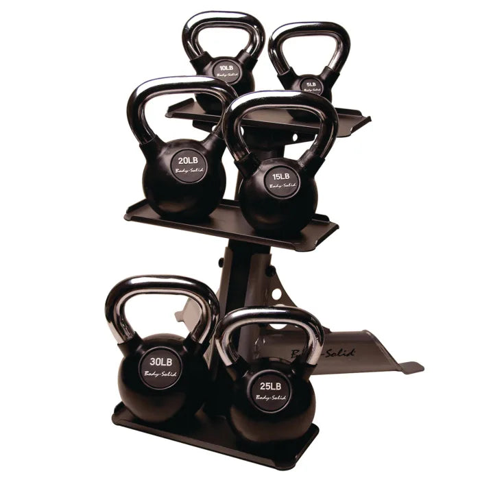 3-Tier Kettlebell Rack with Kettlebells