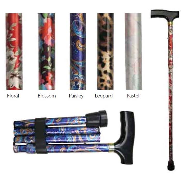 Folding Patterned Walking Stick|Homecare Mobility Aids