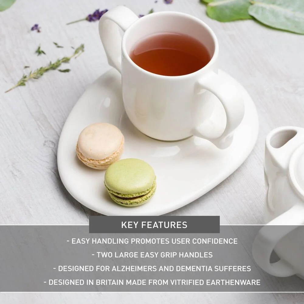 Dignity by Wade Tea Set, White, includes 80196-W 2-Handled Mug, 80200-W Oval Saucer & 80210-W 2-Handled Teapot