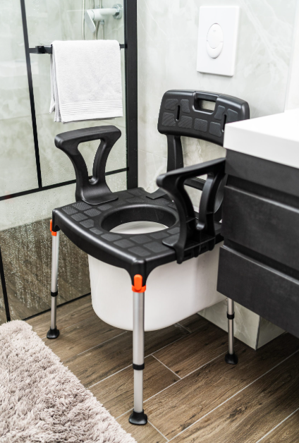 King Commode Chair with Backrest and Armrest