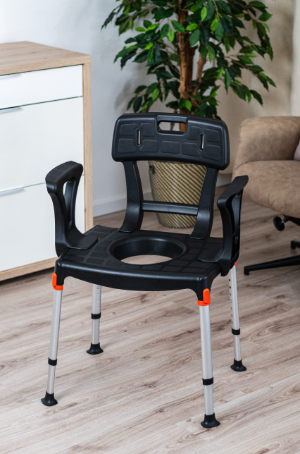 King Commode Chair with Backrest and Armrest