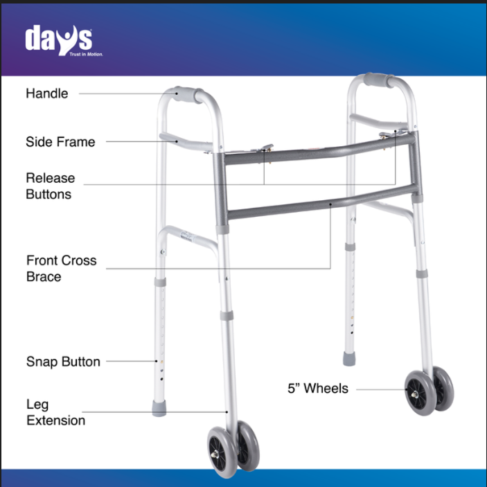 Days Bariatric Walker 317kg with Double 5" Wheels