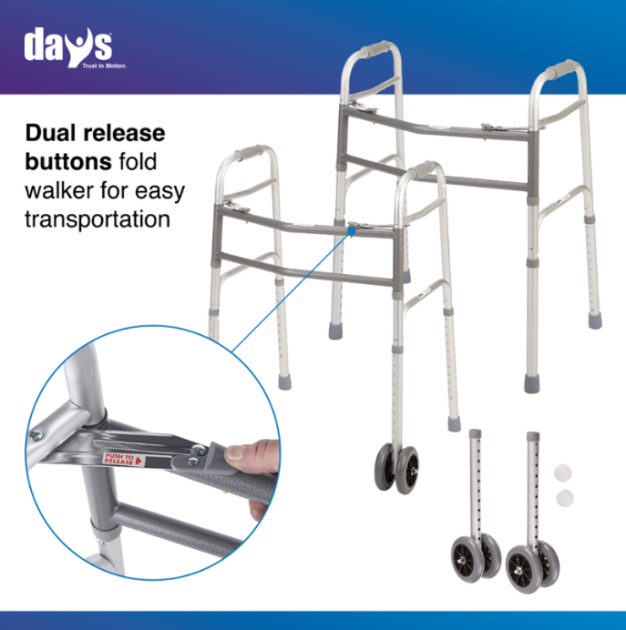 Days Bariatric Walker 317kg with Double 5" Wheels