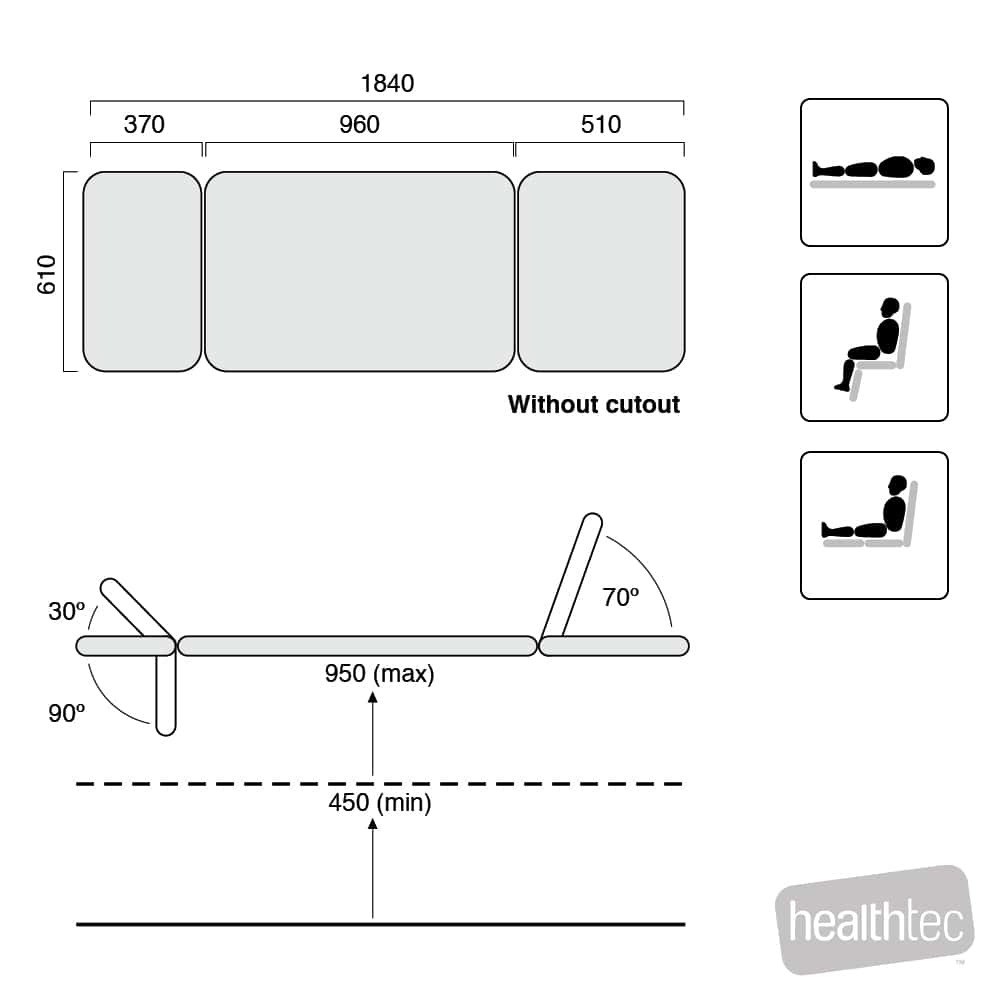Healthtec LynX Ultrasound Examination Table, 610mm