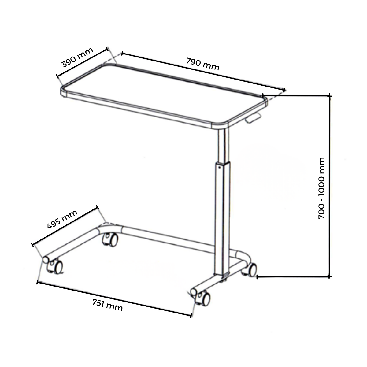 Homecraft U Base Overbed Table with Lever