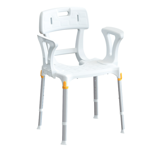 King Shower Chair with Cutout - Back & Armrests