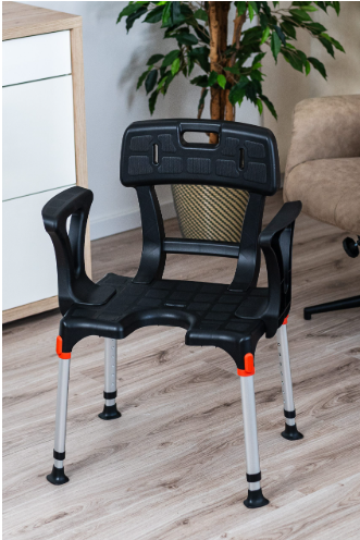 King Shower Chair with Cutout - Back & Armrests